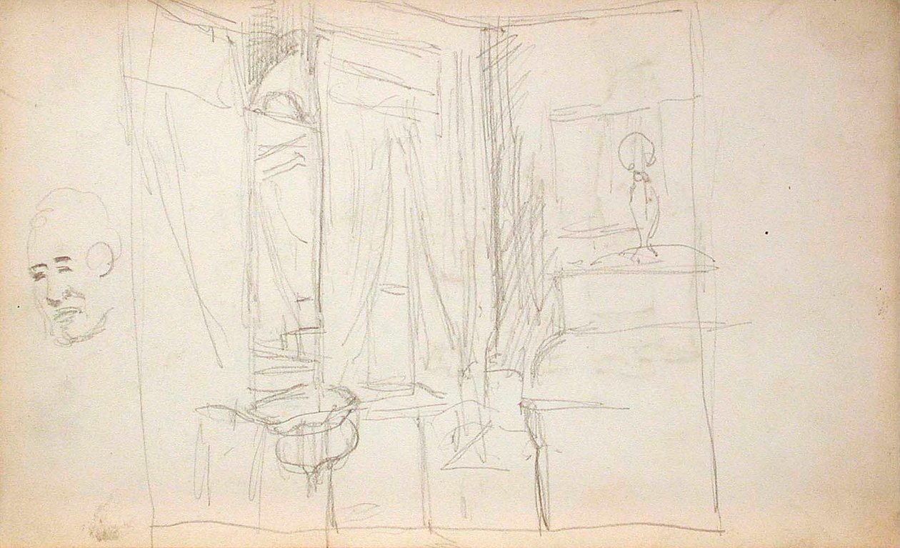 Mężczyzna prowadzący dzieci (awers), wnętrze (rewers) autorstwa Lovis Corinth
