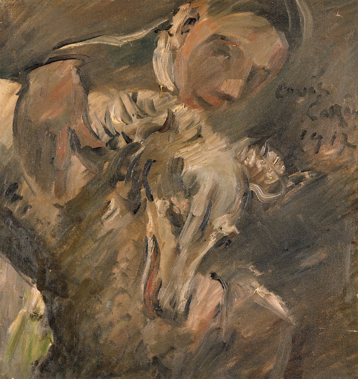 Max Mainer z chartem syberyjskim, 1917 autorstwa Lovis Corinth