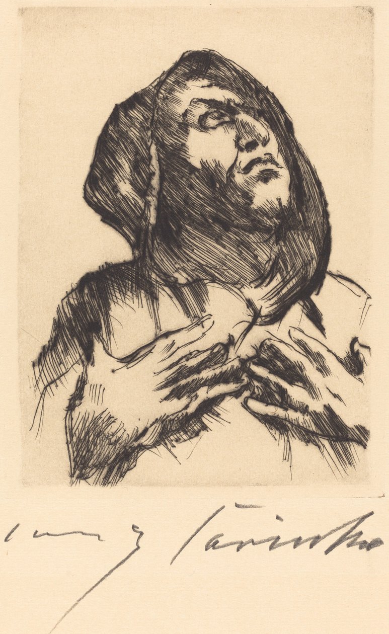 Mnich wpatrujący się w górę autorstwa Lovis Corinth
