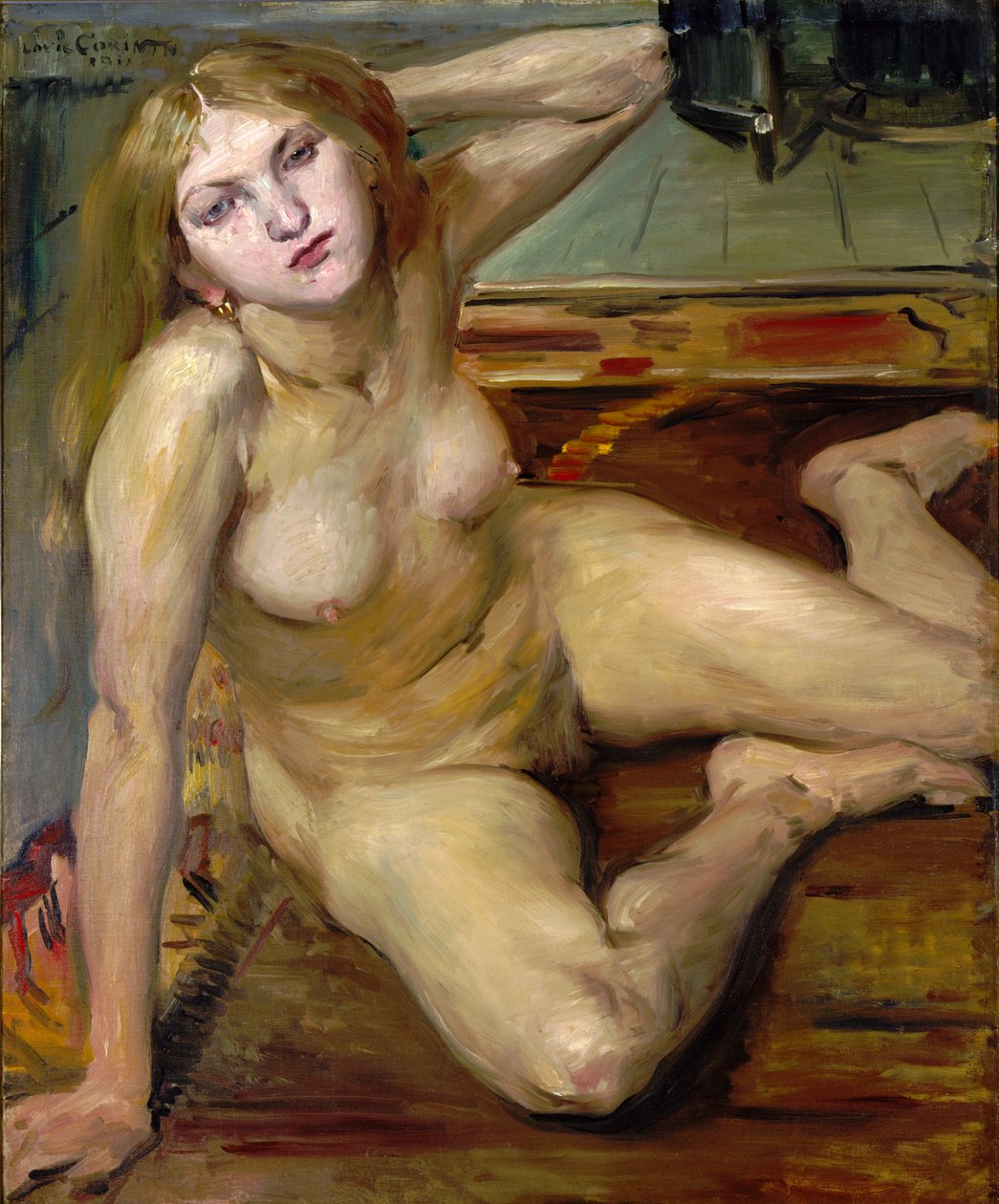 Naga dziewczyna na dywanie autorstwa Lovis Corinth