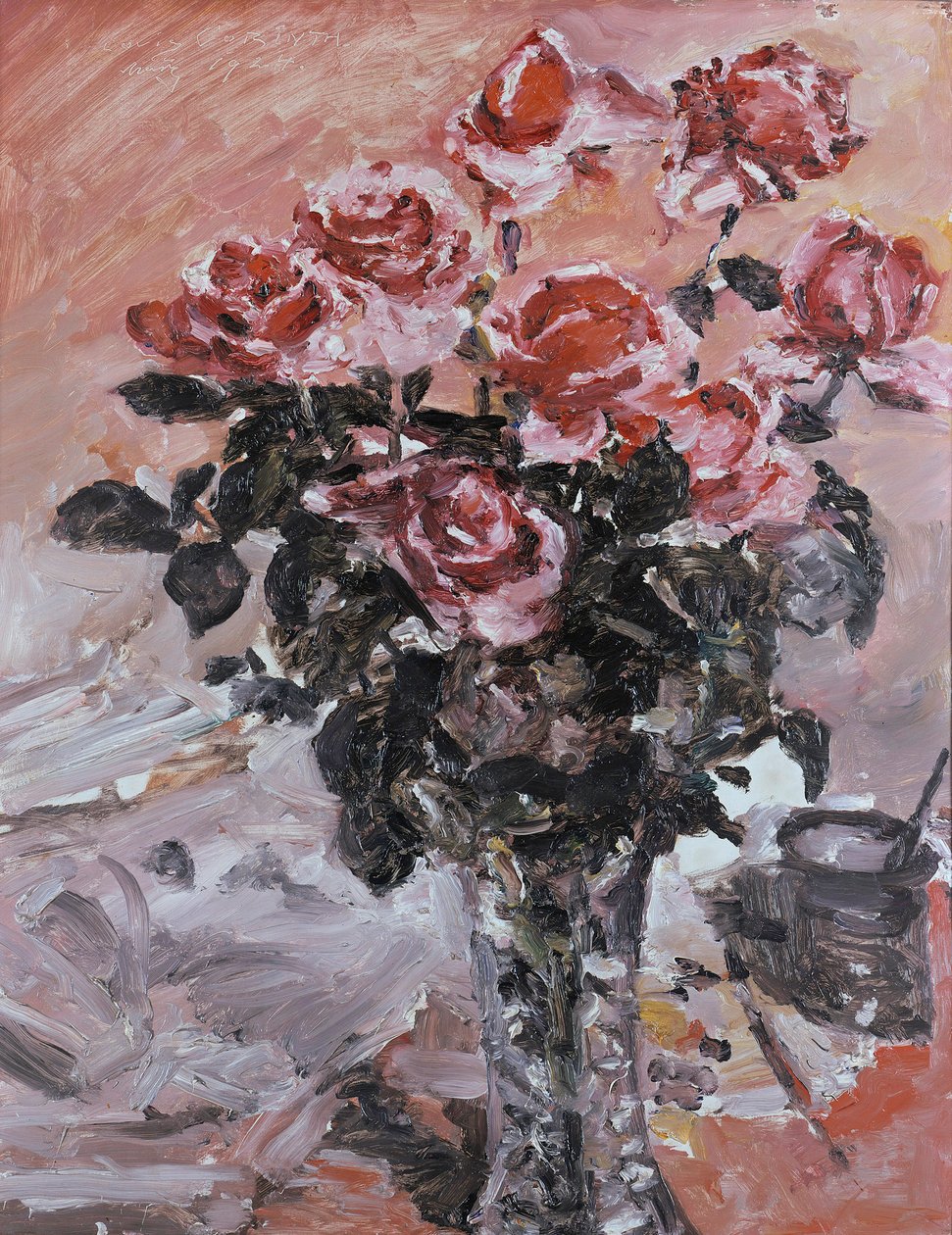 Różowe róże autorstwa Lovis Corinth