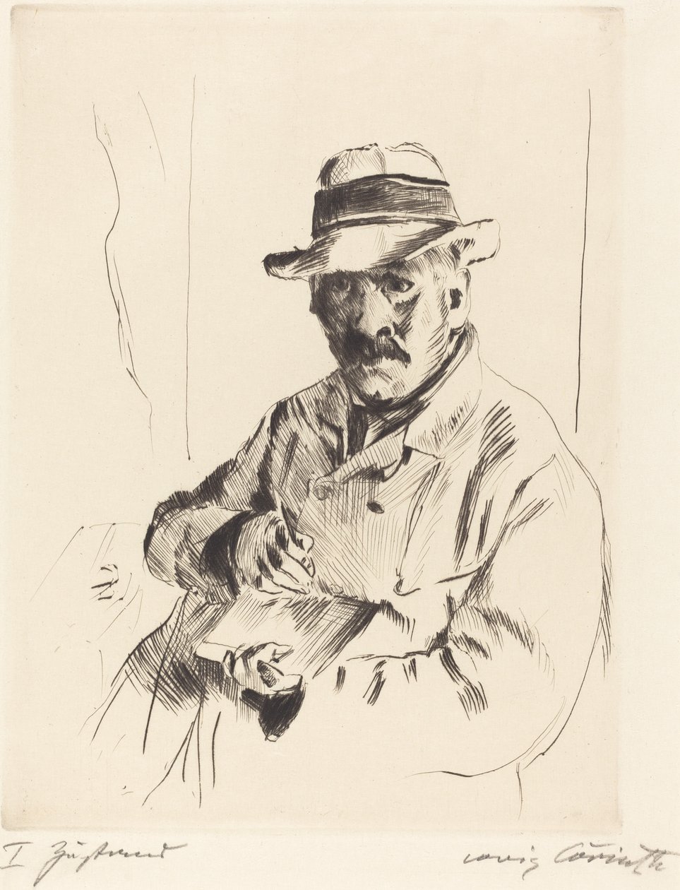 Autoportret w słomkowym kapeluszu autorstwa Lovis Corinth