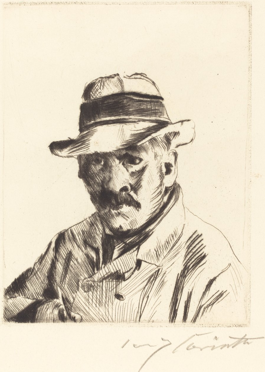 Autoportret w słomkowym kapeluszu autorstwa Lovis Corinth
