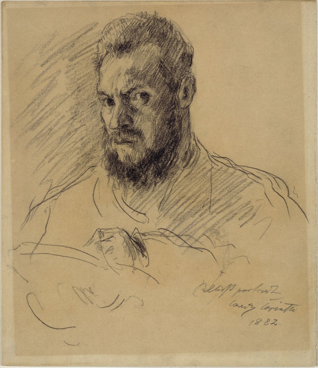 Autoportret z pełną brodą, rysujący autorstwa Lovis Corinth