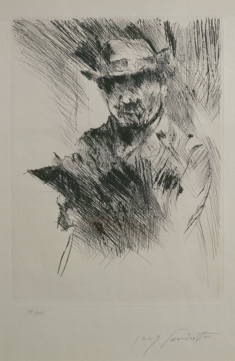 Autoportret, ok. 1920-21 (sucha igła) autorstwa Lovis Corinth