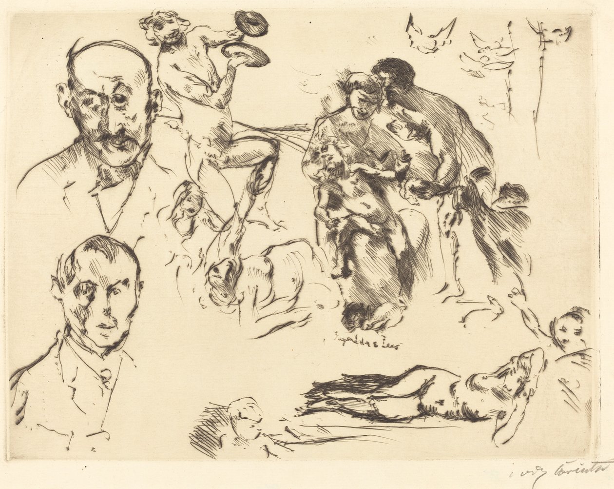 Szkice mężczyzn, w tym Max Liebermann autorstwa Lovis Corinth