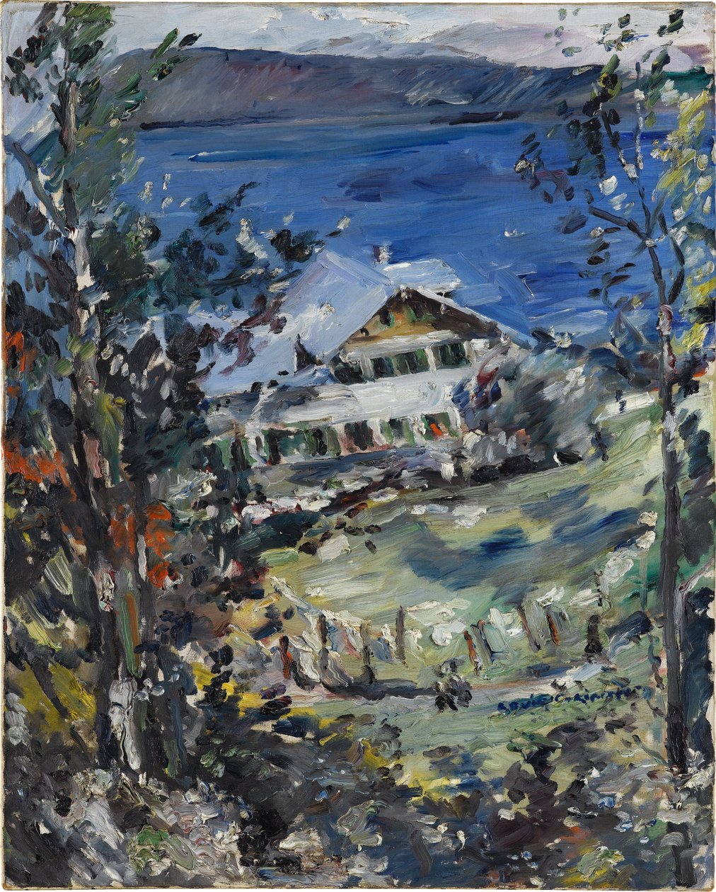 Walchensee, dom wiejski z miejscem do suszenia bielizny autorstwa Lovis Corinth