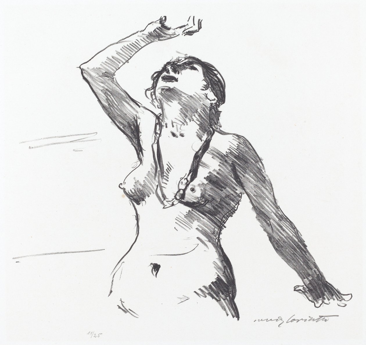 Kobieta nago w obronie autorstwa Lovis Corinth
