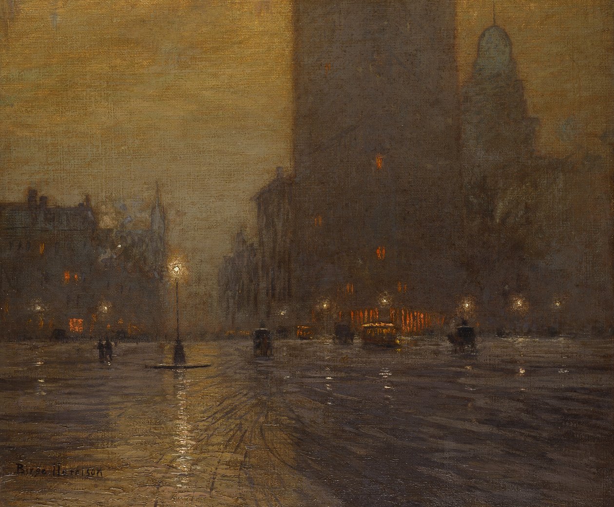 Plac Madison, deszczowa noc autorstwa Lowell Birge Harrison