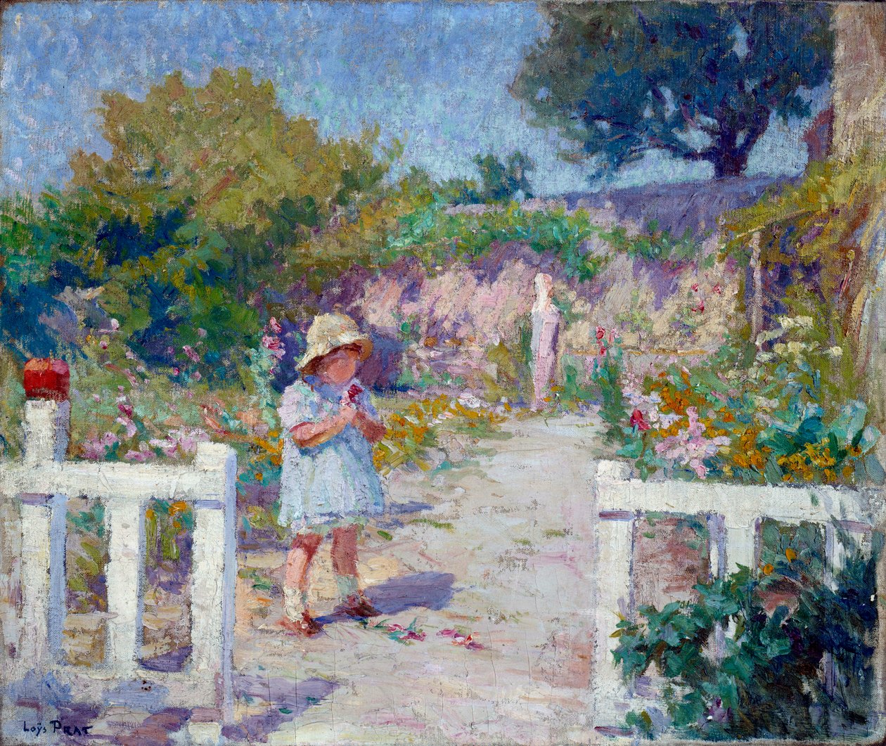 Mała dziewczynka w ogrodzie Obraz Josepha Loysa Prata (1879-1934), XX wiek. autorstwa Loys Prat