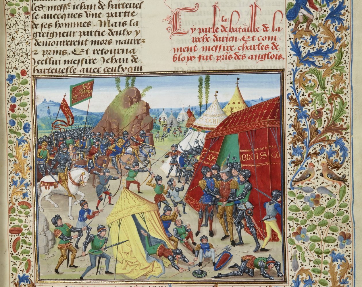 Karol z Blois schwytany w bitwie pod La Roche-Derrien, ok. 1470-1475. autorstwa Loyset Liedet