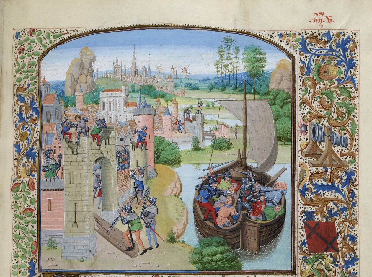 Masakra kupców z Gandawy w Audenarde 1380, ok. 1470-1475. autorstwa Loyset Liedet