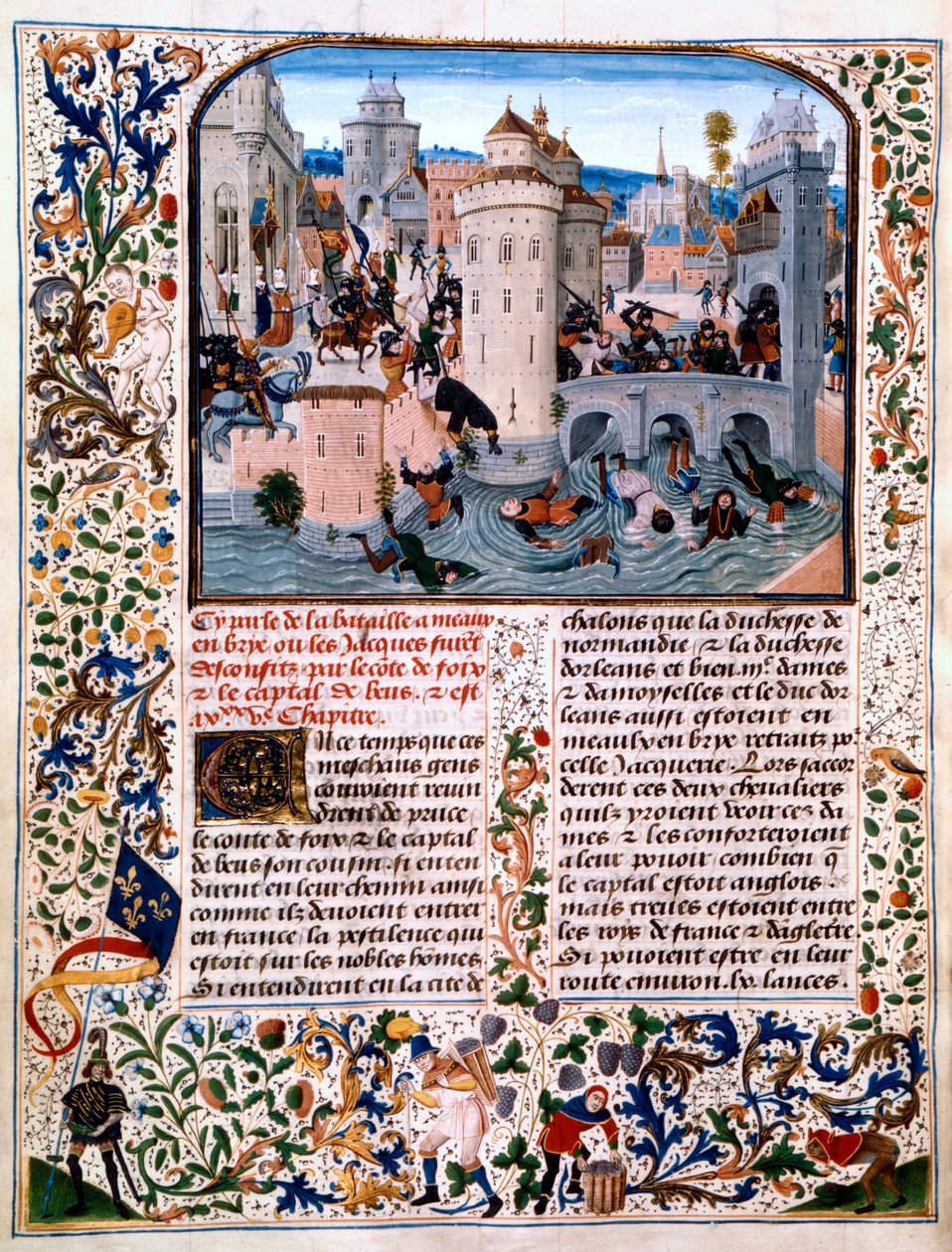Masakra buntowników chłopskich w Meaux, 1358, c1475 autorstwa Loyset Liedet