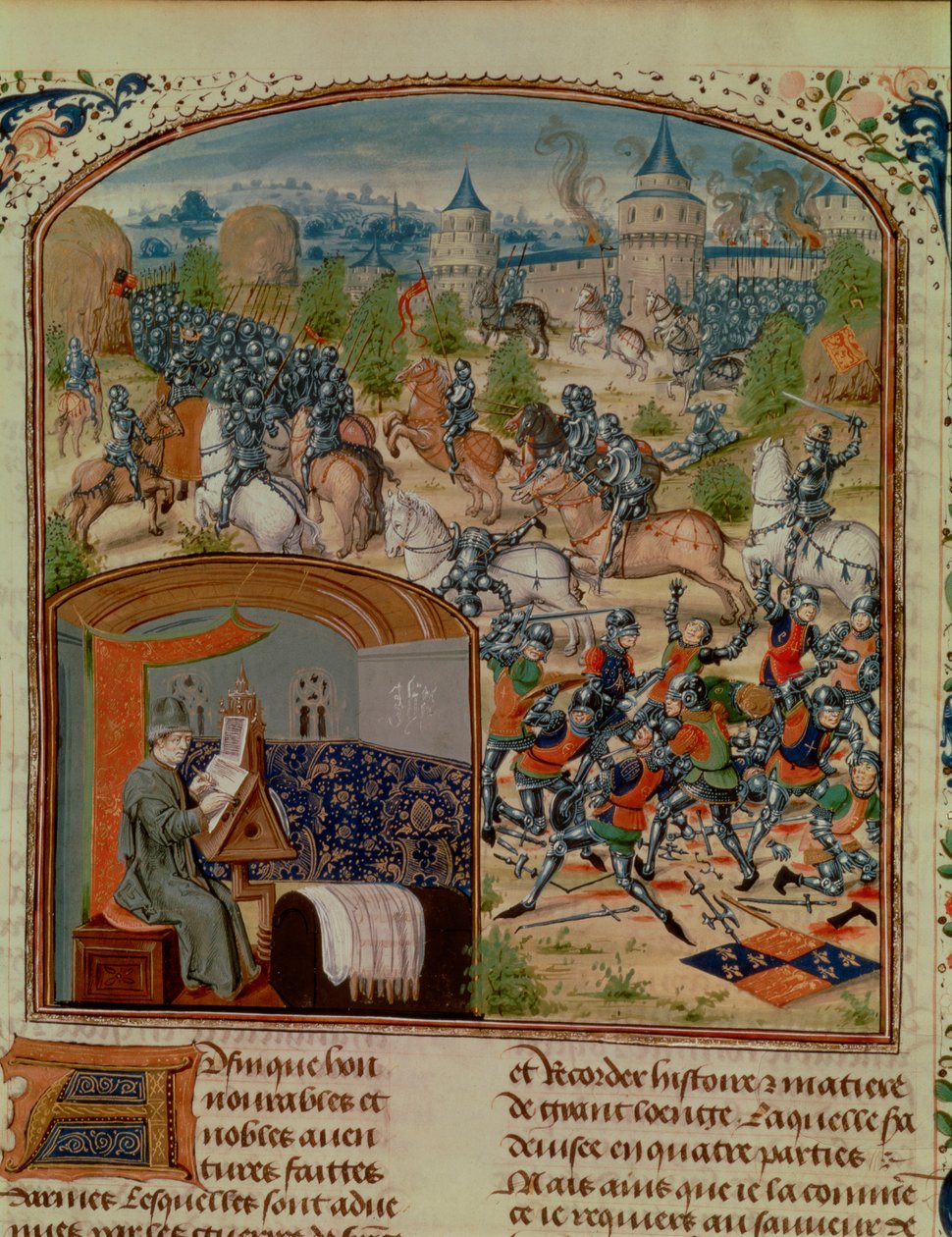 Wojna stuletnia, miniatura z XV-wiecznej kopii Kroniki Francji Froissart, XV w. autorstwa Loyset Liedet