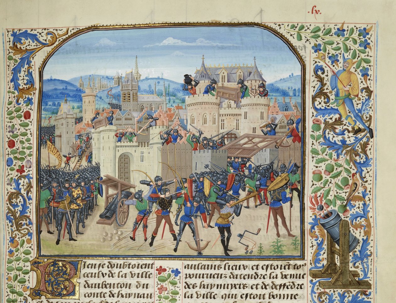 Wilhelm II, hrabia Hainaut przejmuje i niszczy Aubenton, 1340, ok. 1470-1475. autorstwa Loyset Liedet