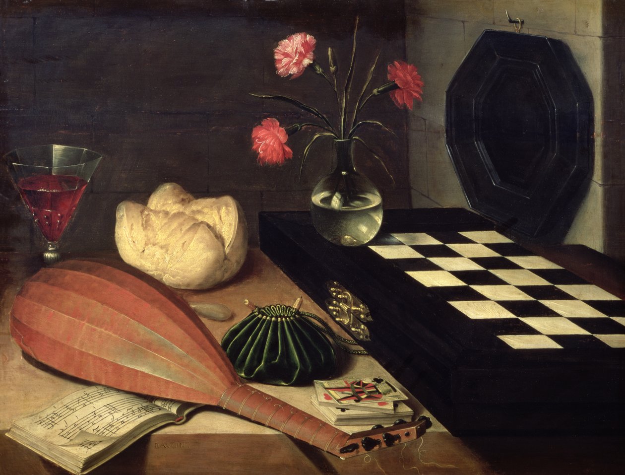 Martwa natura z szachownicą, 1630 autorstwa Lubin Baugin