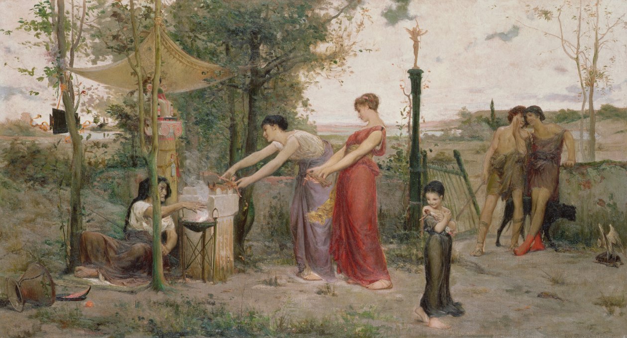 Ofiarowanie lalek, 1871 autorstwa Luc Oliver Merson