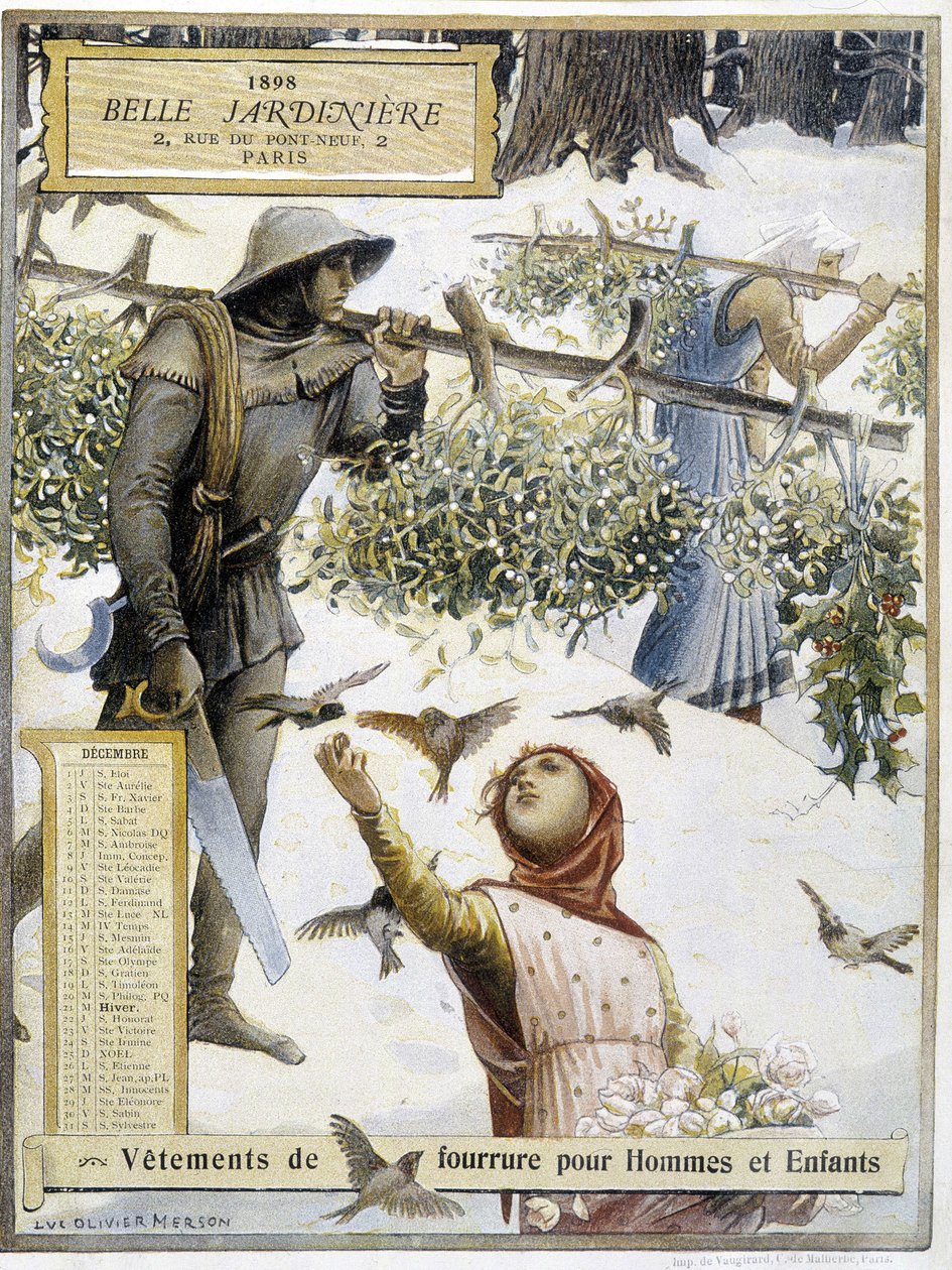 Grudzień: zbieranie jemioły – Luc-Olivier Merson w kalendarzu sklepu „”La belle jardinière”” autorstwa Luc Oliver Merson