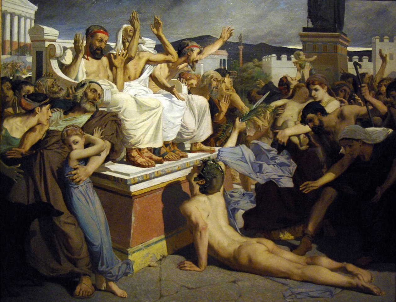 Fedypides wygłasza słowo zwycięstwa po bitwie pod Maraton autorstwa Luc Olivier Merson