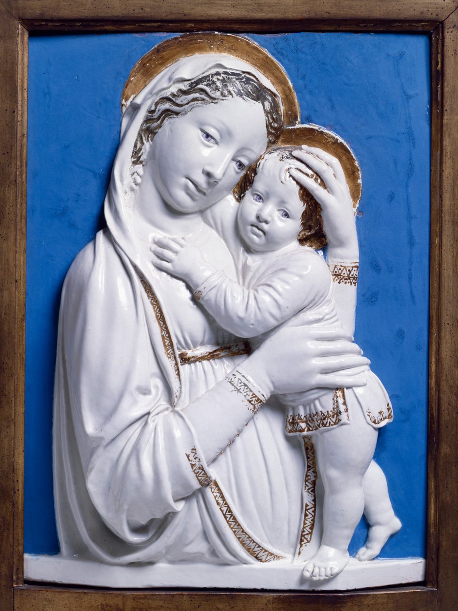 Madonna z Dzieciątkiem, 1445-50 (emaliowana terakota) autorstwa Luca Della Robbia