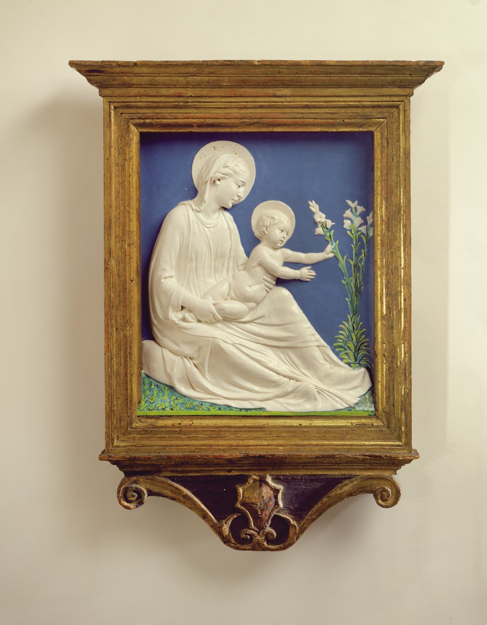 Madonna z Lilii, ok.1450-60 (terakota z glazurą) autorstwa Luca Della Robbia