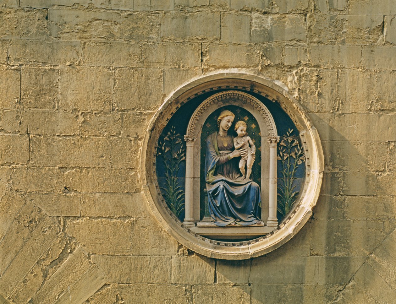 Trzon cechu lekarzy i aptekarzy, 1464-65 (glazurowana terakota) autorstwa Luca Della Robbia