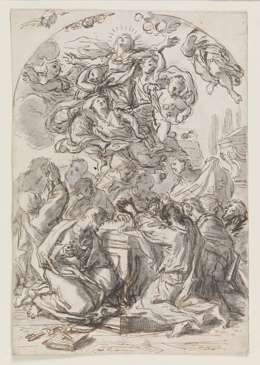 Wniebowzięcie Najświętszej Maryi Panny; verso- Głowa Kobiety i Dziecka autorstwa Luca Giordano
