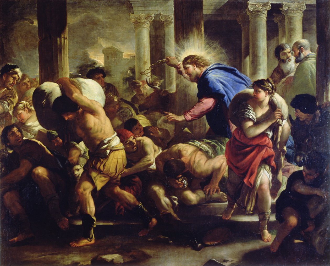 Chrystus wypędzający kupców ze świątyni autorstwa Luca Giordano
