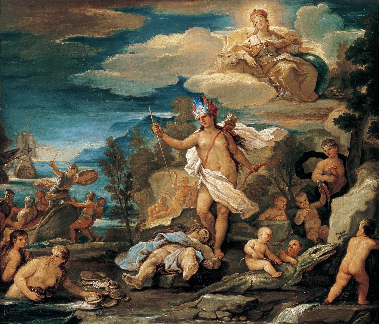 Seria Czterech Stron Świata. Ameryka autorstwa Luca Giordano