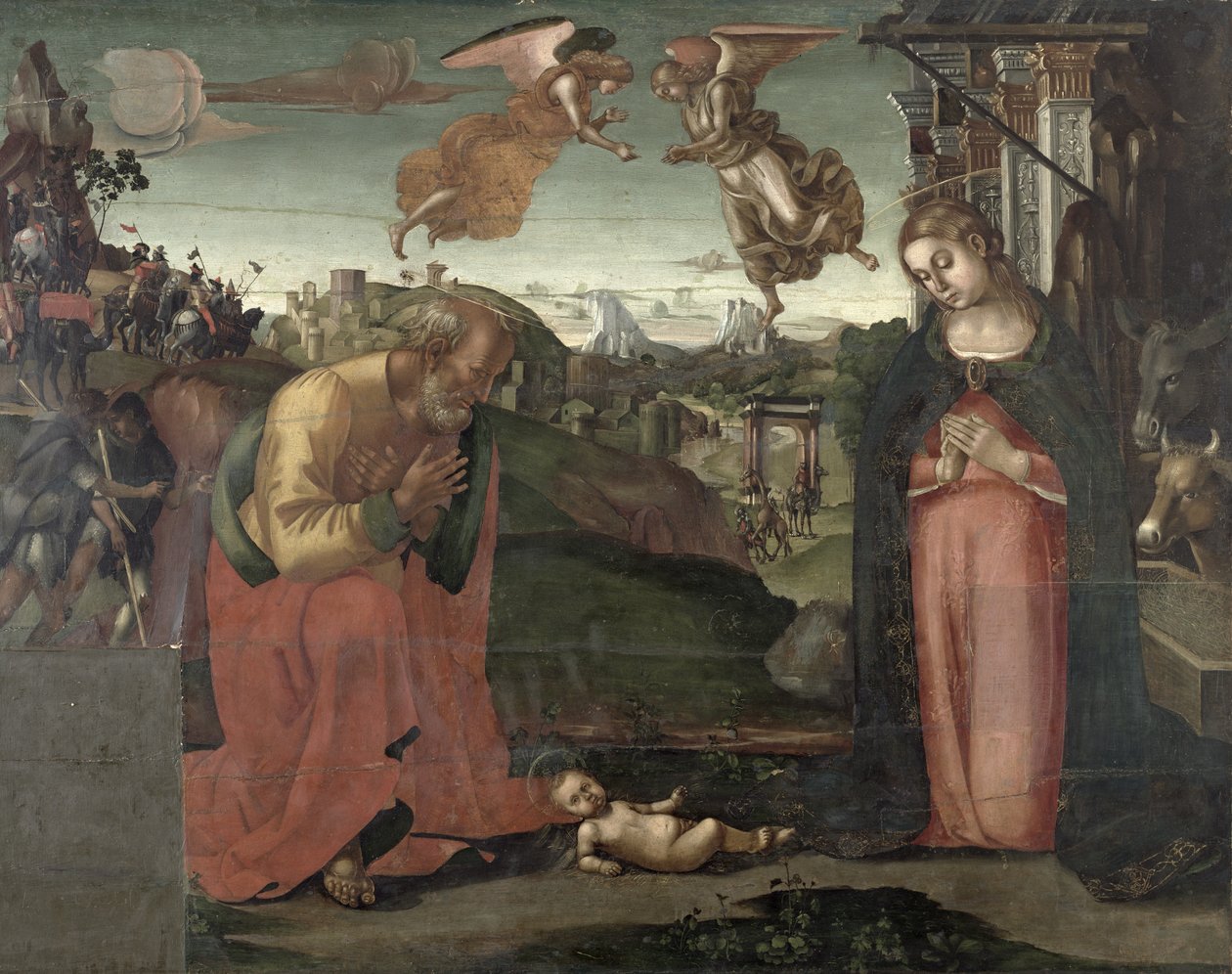 Narodzenie, 1667 (tempera na płycie) autorstwa Luca Signorelli