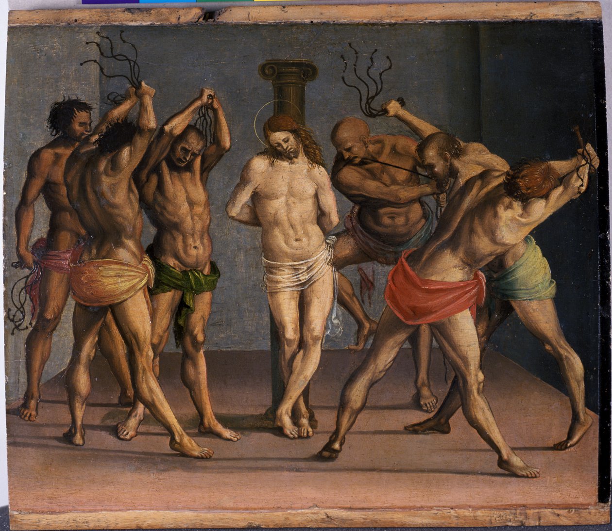 Biczowanie Chrystusa, ok. 1507 (tempera na drewnie topoli) autorstwa Luca Signorelli