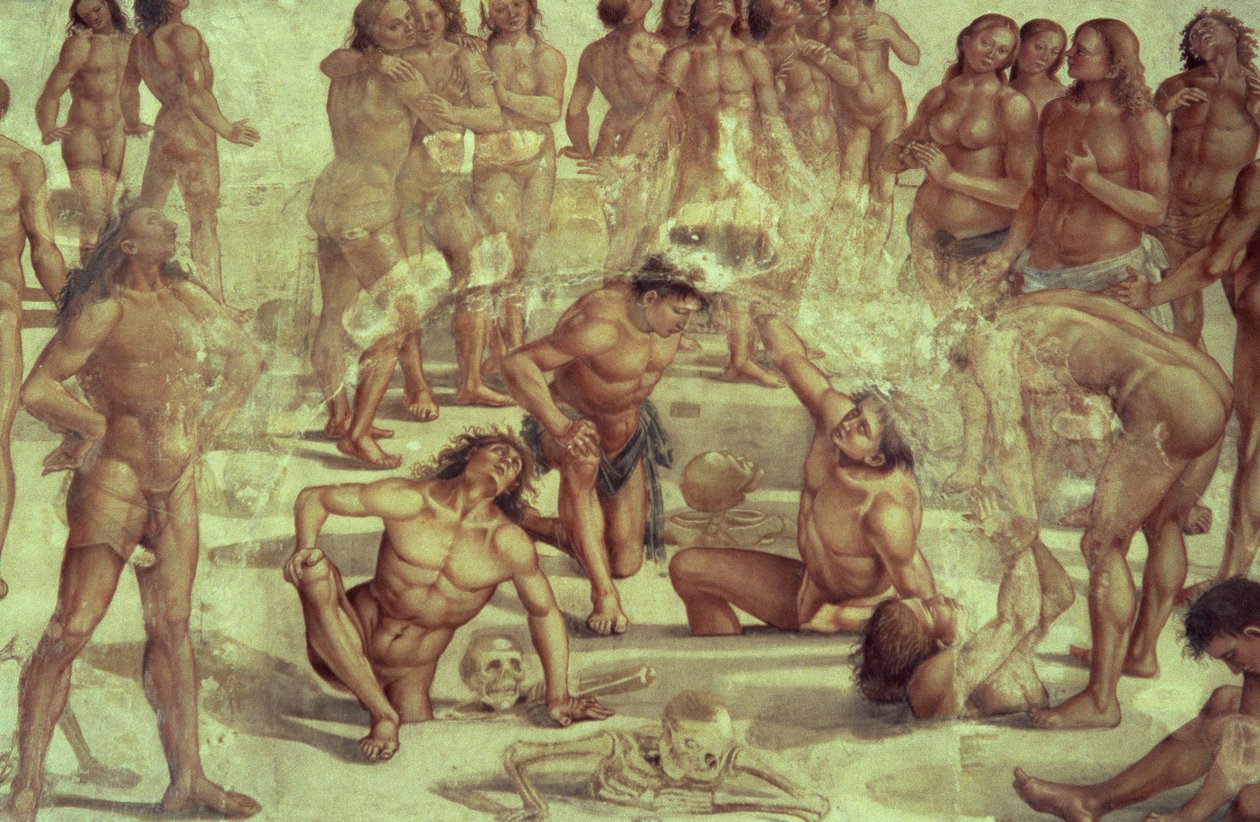 Zmartwychwstanie ciała, detal z obrazu Sąd Ostateczny, 1499-1504 autorstwa Luca Signorelli