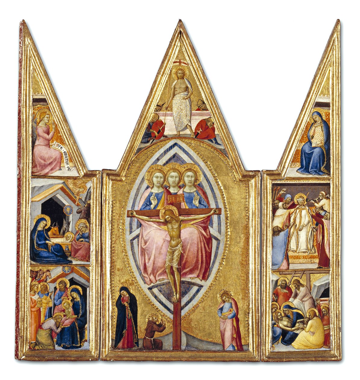 Trójca i Ukrzyżowanie ze scenami z życia Chrystusa, ok. 1355 (tempera na panelu) autorstwa Luca di Tommè