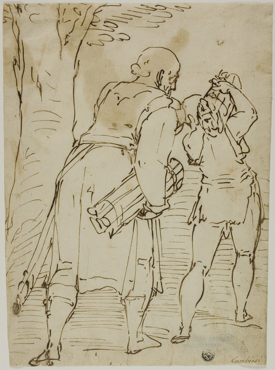 Abraham i Izaak autorstwa Luca Cambiaso