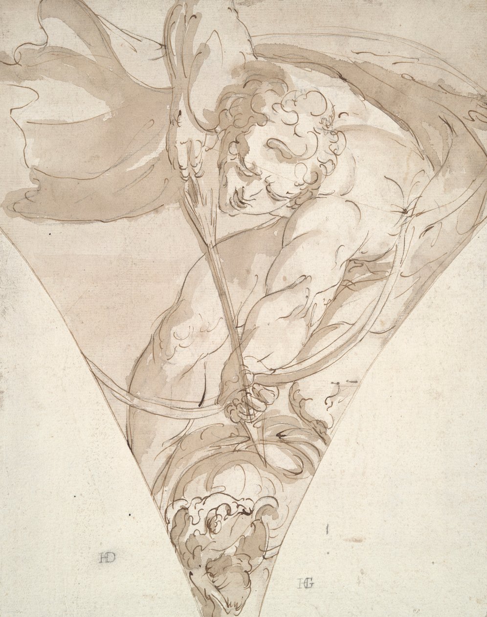 Apollo zabija Pythona, studiuj spandrel w Palazzo Antonio Doria (Palazzo della Prefettura), Genua autorstwa Luca Cambiaso