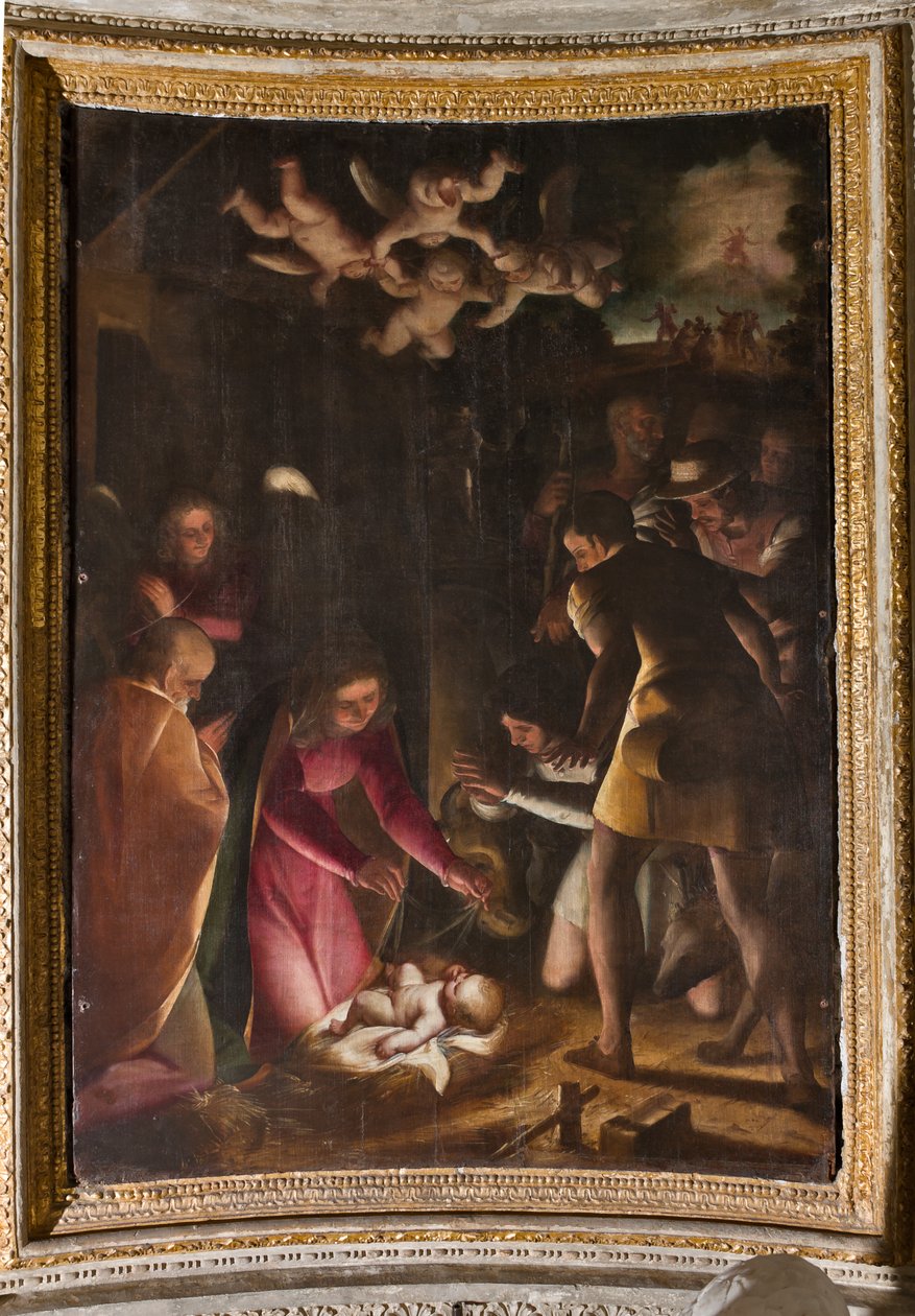 Genua, Duomo (katedra św. Wawrzyńca), wewnątrz, Kaplica Lercari lub Kaplica Najświętszego Sakramentu (apsyda północna): „Adoracja pasterzy”, Luca Cambiaso autorstwa Luca Cambiaso