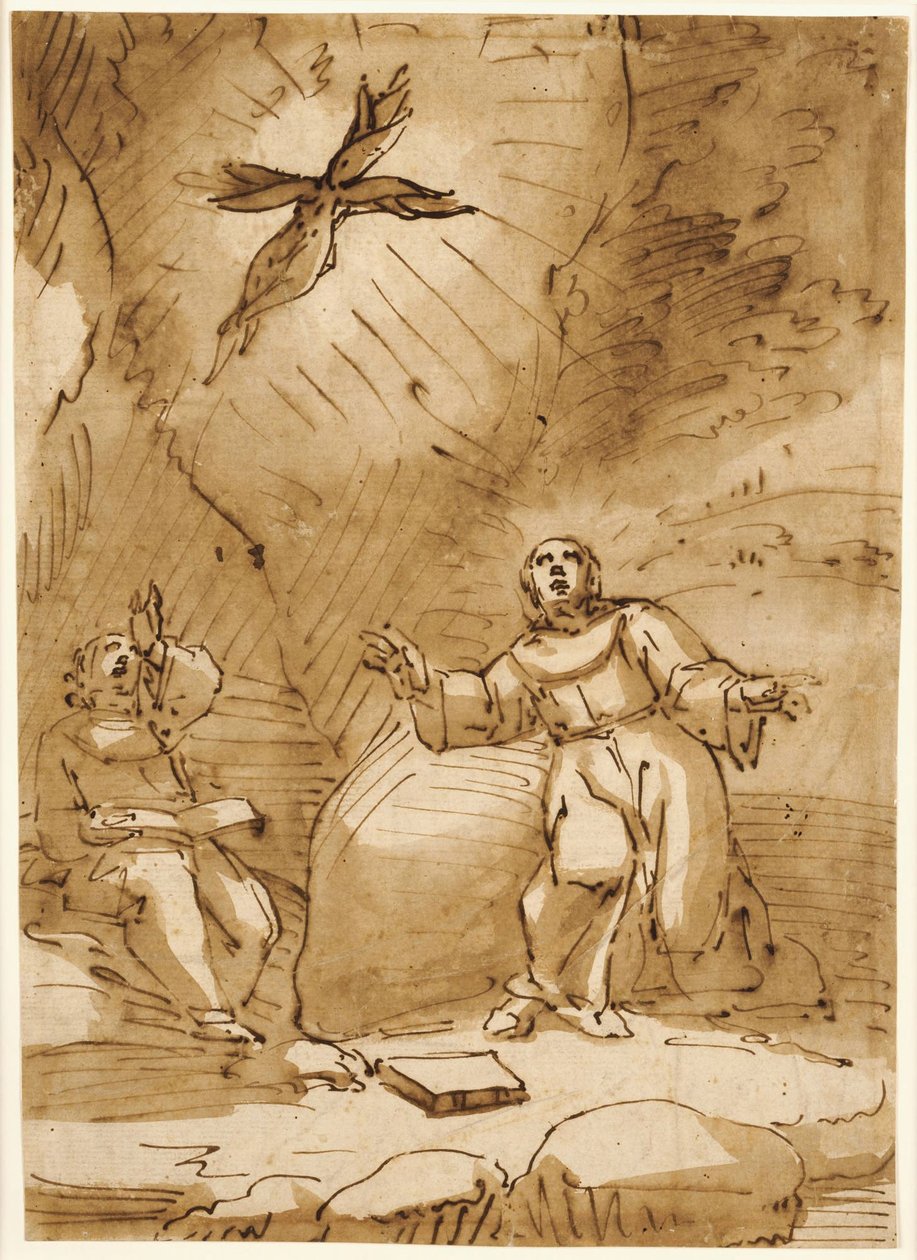 Stigmatisation des Heiligen Franziskus autorstwa Luca Cambiaso