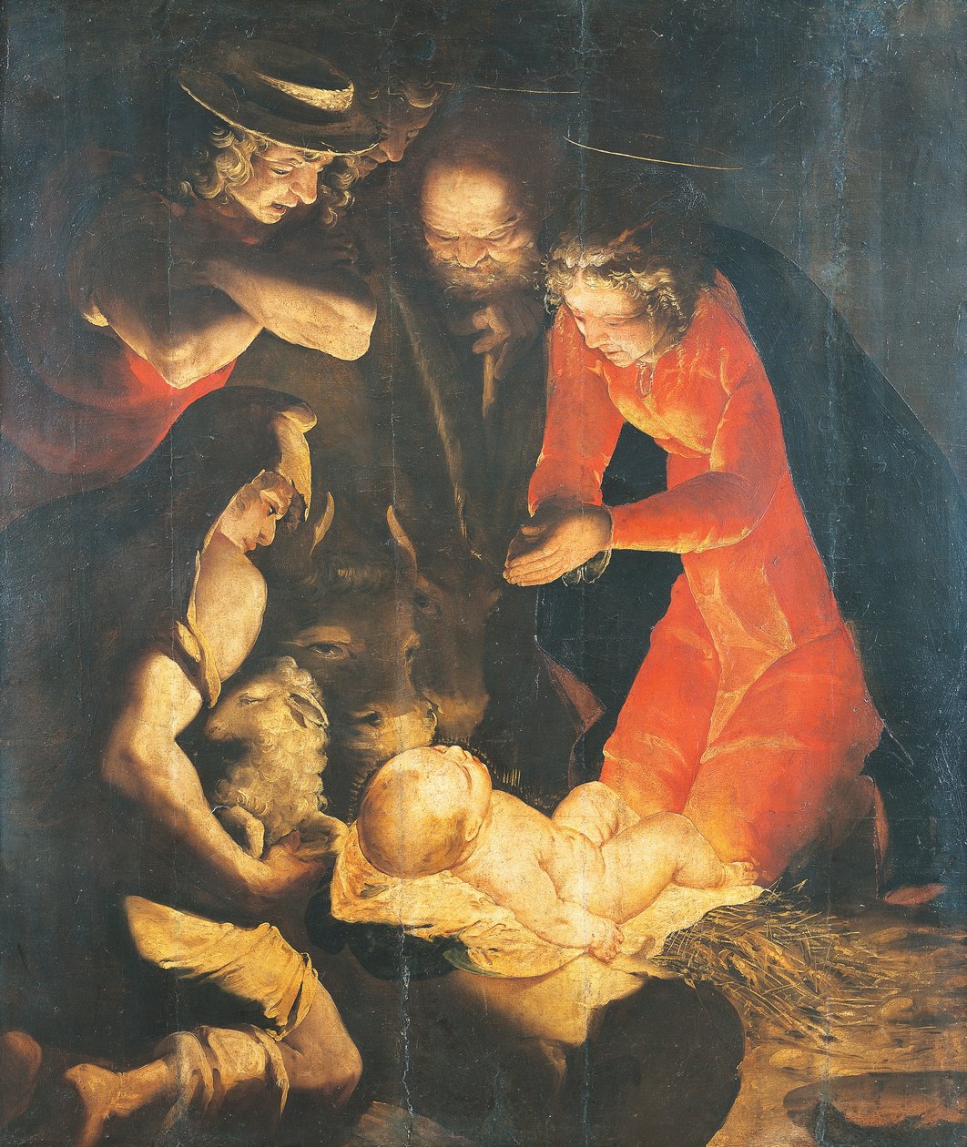 Adoracja pasterzy, Luca Cambiaso (1527-1585), olej na płótnie autorstwa Luca Cambiaso
