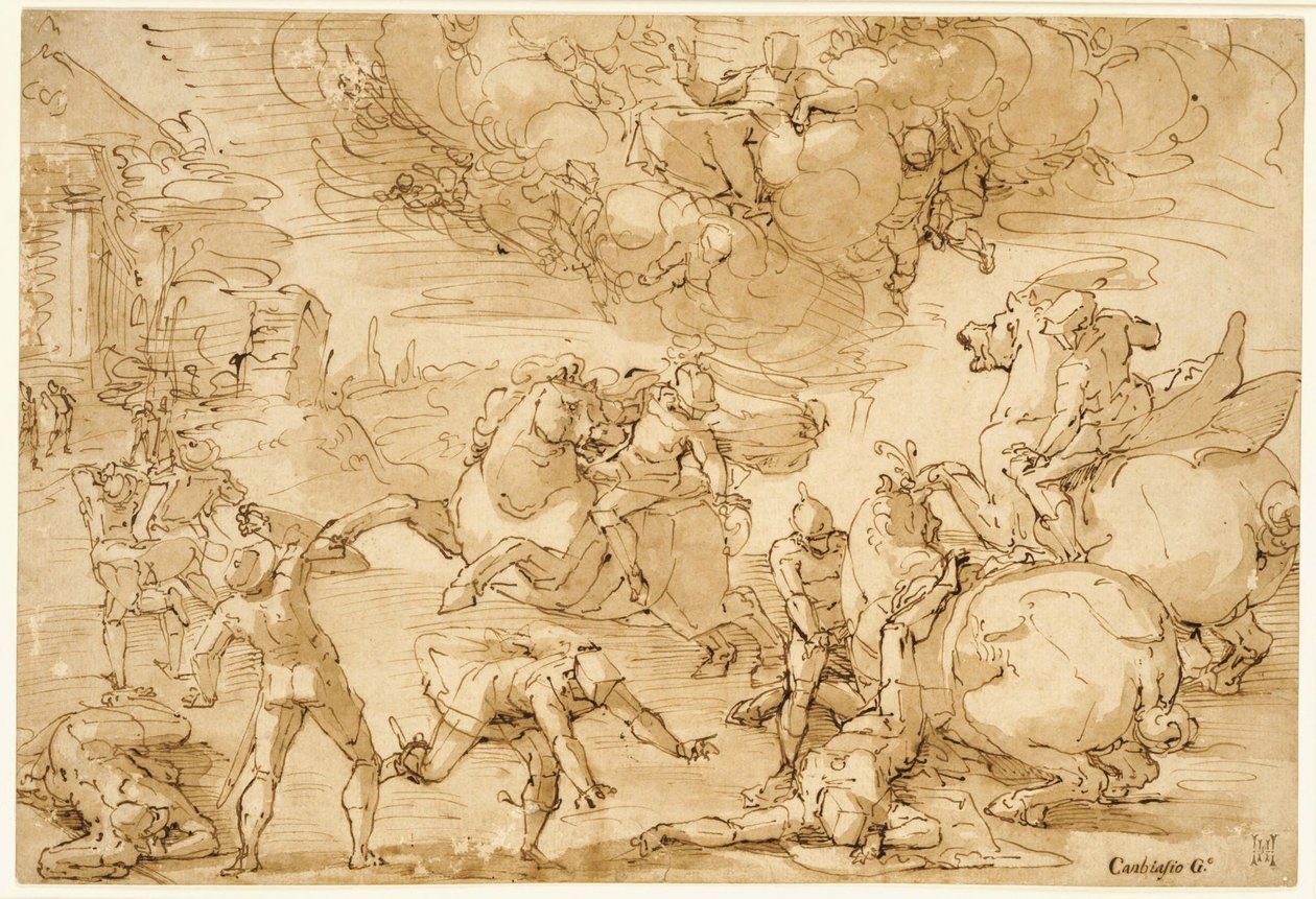 Die Bekehrung des Heiligen Paulus autorstwa Luca Cambiaso