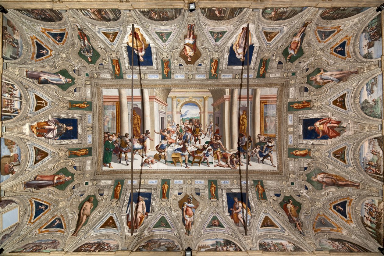 Historia Ulissesa (powrót), sufit Salone Cambiaso autorstwa Luca Cambiaso