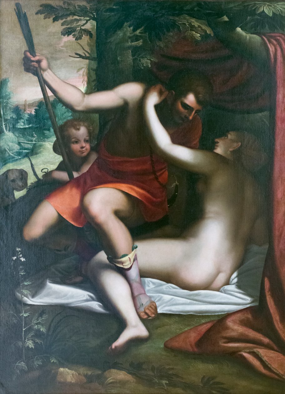 Wenus i Adonis, przed 1585, Luca Cambiaso (olej na płótnie) autorstwa Luca Cambiaso