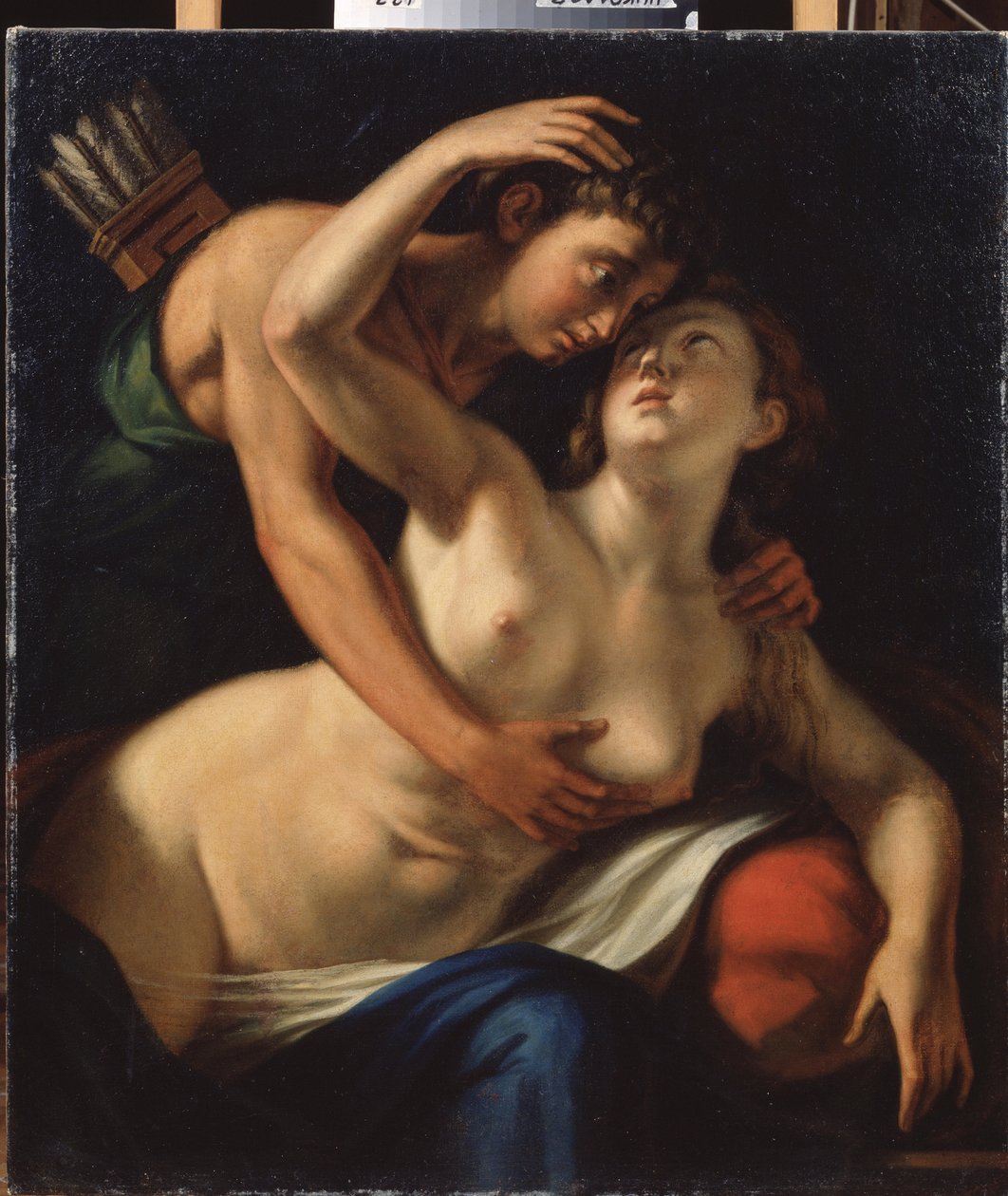 "Wenus i Adonis" Obraz Luca Cambiaso (lub Cambiasi, Cangiagio) dit Lucchetto da Genova) (1527-1585) Regionalne Muzeum Sztuki w Mikołajowie (Nikołajew) z XVI wieku, Ukraina autorstwa Luca Cambiaso