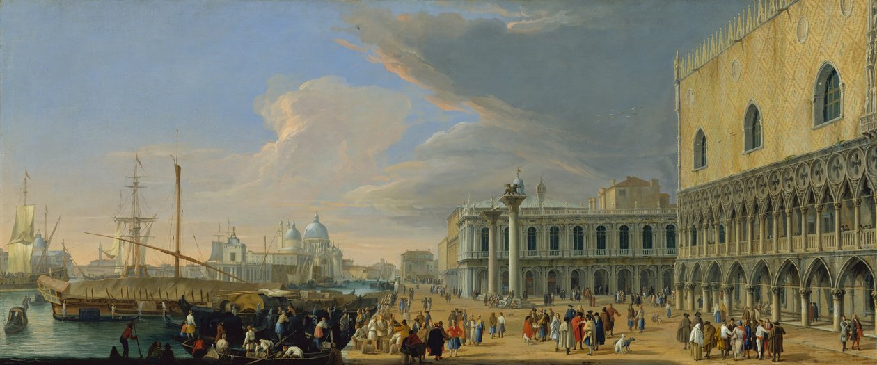 Molo, Wenecja, Patrząc na Zachód, ca. 1709. autorstwa Luca Carlevarijs
