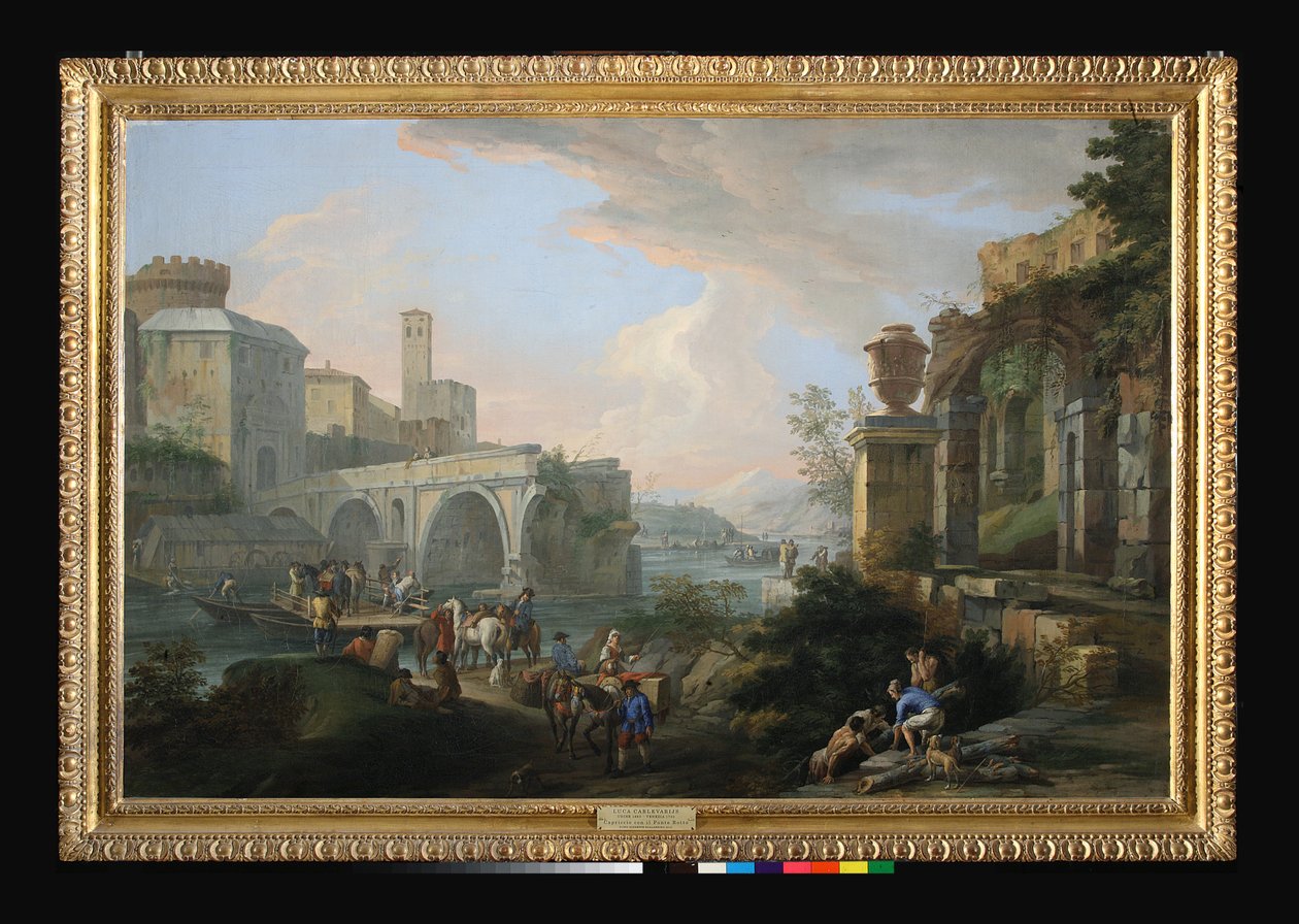 Capriccio z Ponte Rotto, ok. 1714 (olej na płótnie) autorstwa Luca Carlevaris