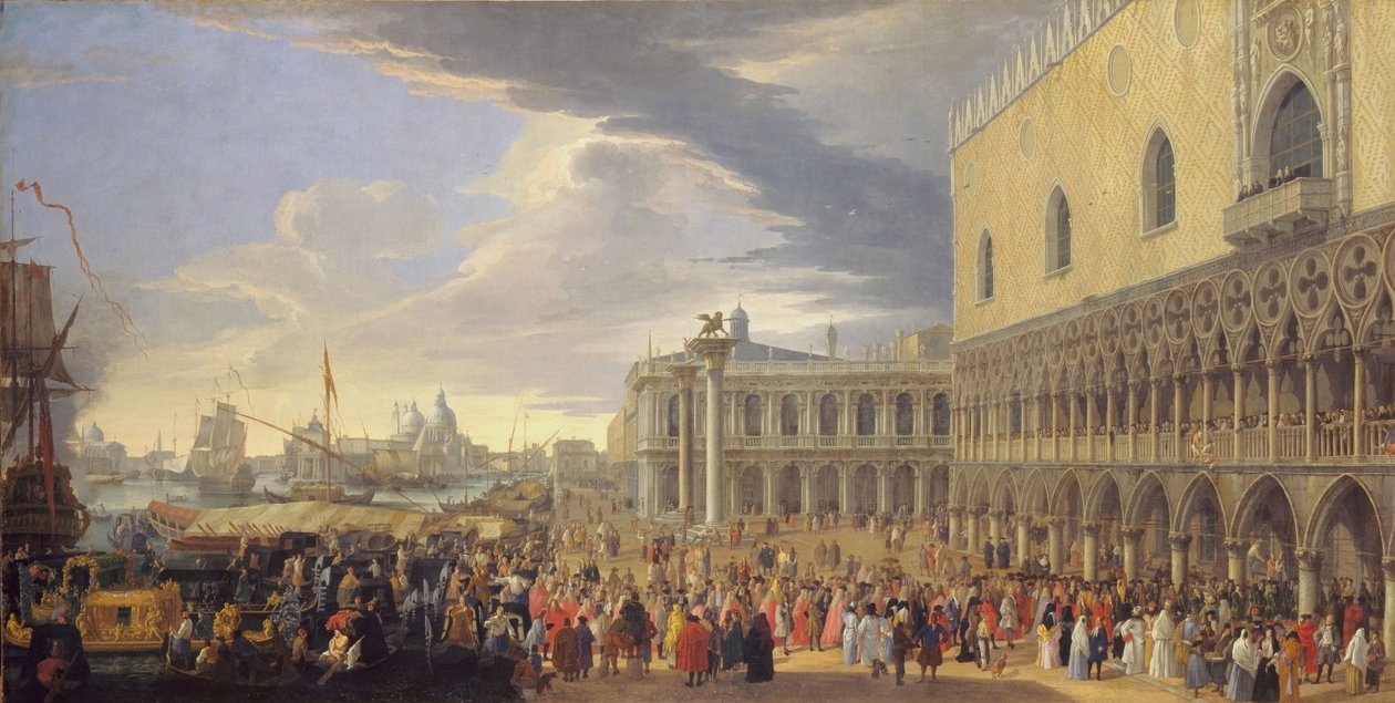 Przybycie hrabiego Manchesteru do Wenecji, 1707-10 autorstwa Luca Carlevaris
