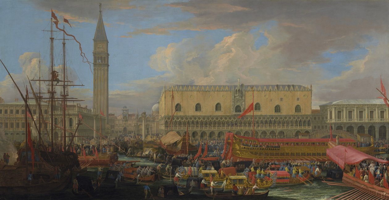 Bucintoro odpływający z dorzecza San Marco, 1710 autorstwa Luca Carlevaris