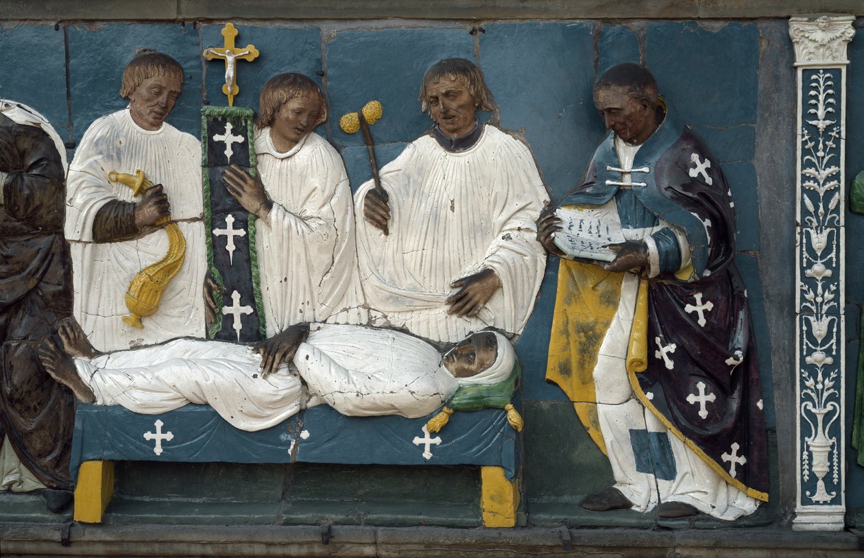 Pochowanie zmarłych, szczegół, 1526-28 autorstwa Luca Della Robbia
