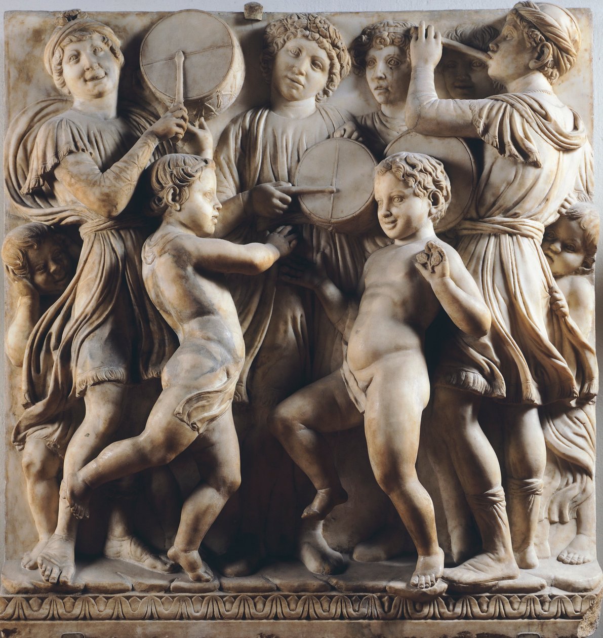 Dzieci i cherubinki tańczące, śpiewające i bawiące się, detal autorstwa Cantorii (galeria chóru) autorstwa Luca Della Robbia