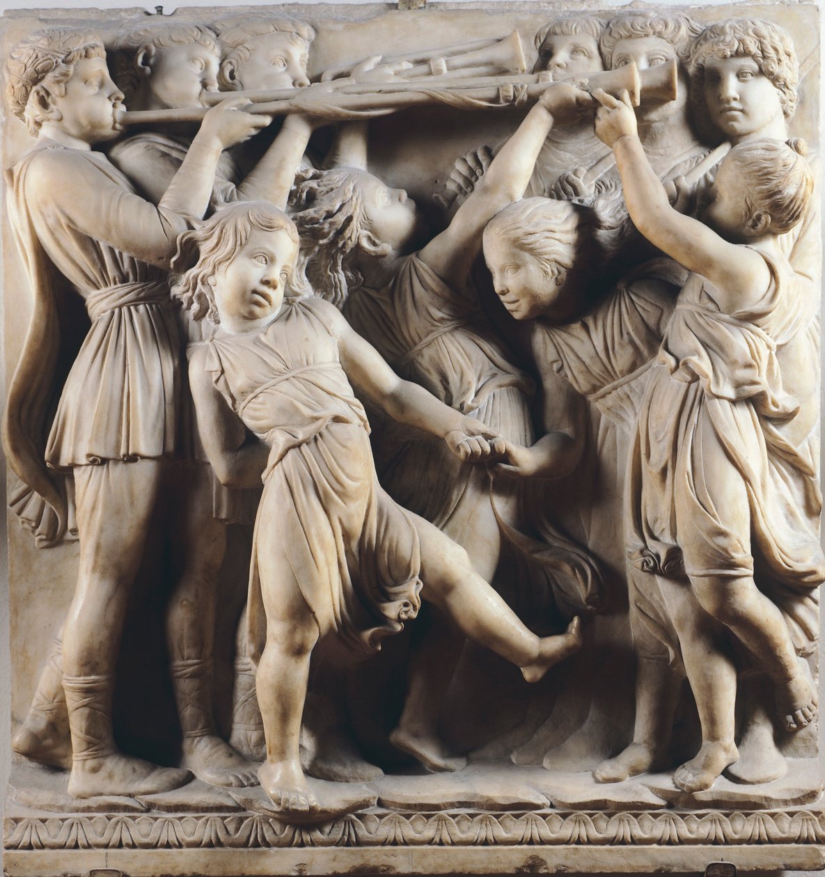 Dzieci i cherubinki tańczące, śpiewające i bawiące się, detal z Cantorii (galeria chóru) autorstwa Luca Della Robbia