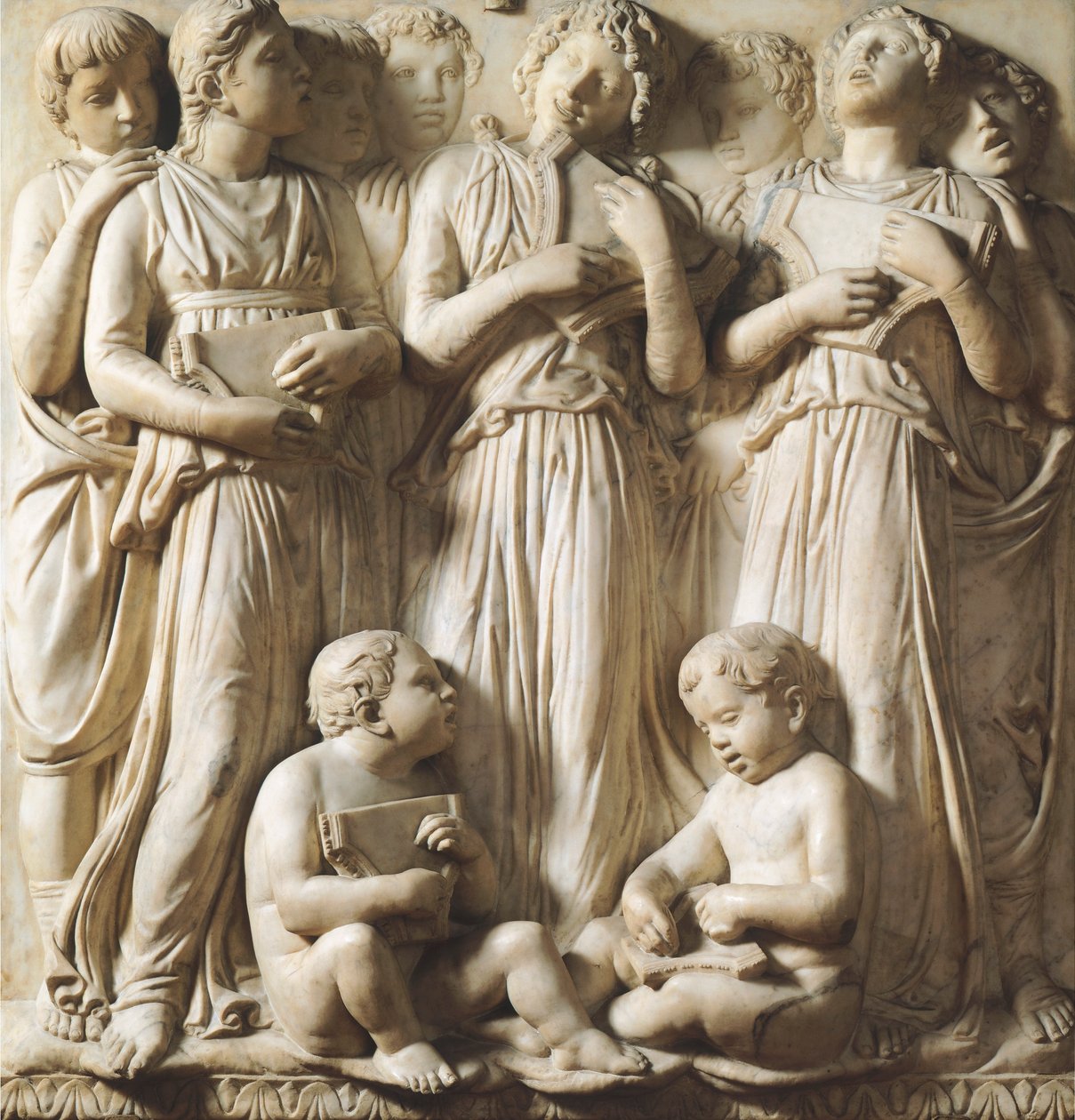 Detal z Cantoria (galeria chóru) w katedrze Santa Maria del Fiore we Florencji autorstwa Luca Della Robbia